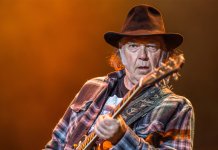 Neil Young onstage.