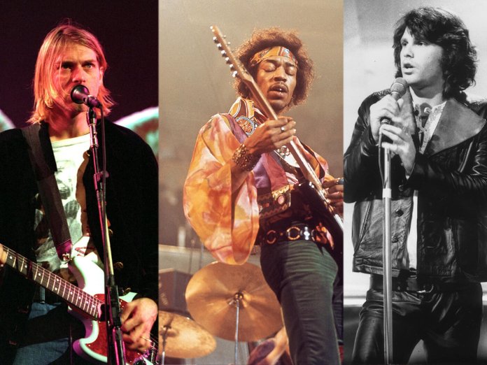 Kurt Cobain，Jimi Hendrix和Jim Morrison