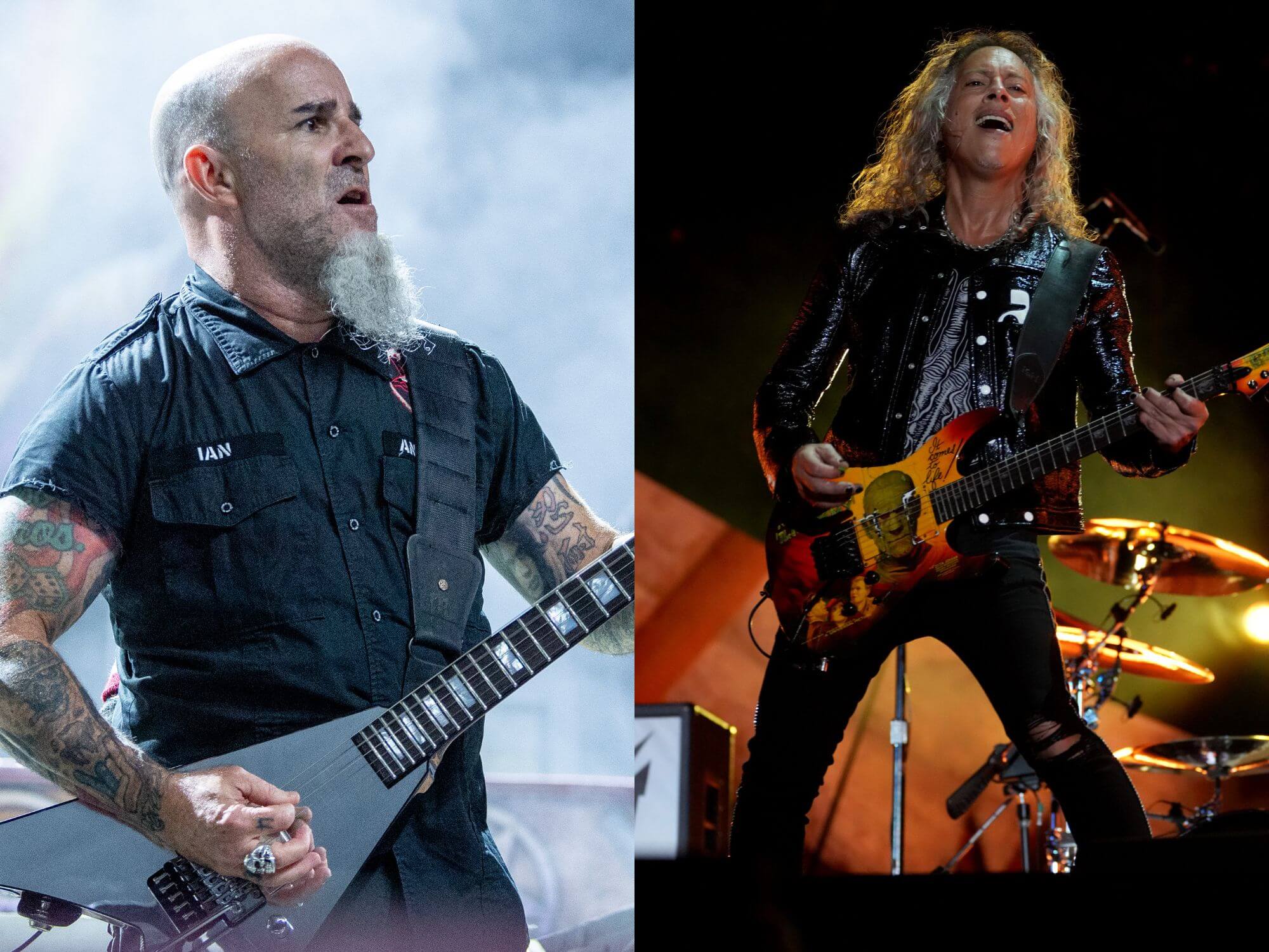Metallica的Kirk Hammett上炭疽病的Scott Ian